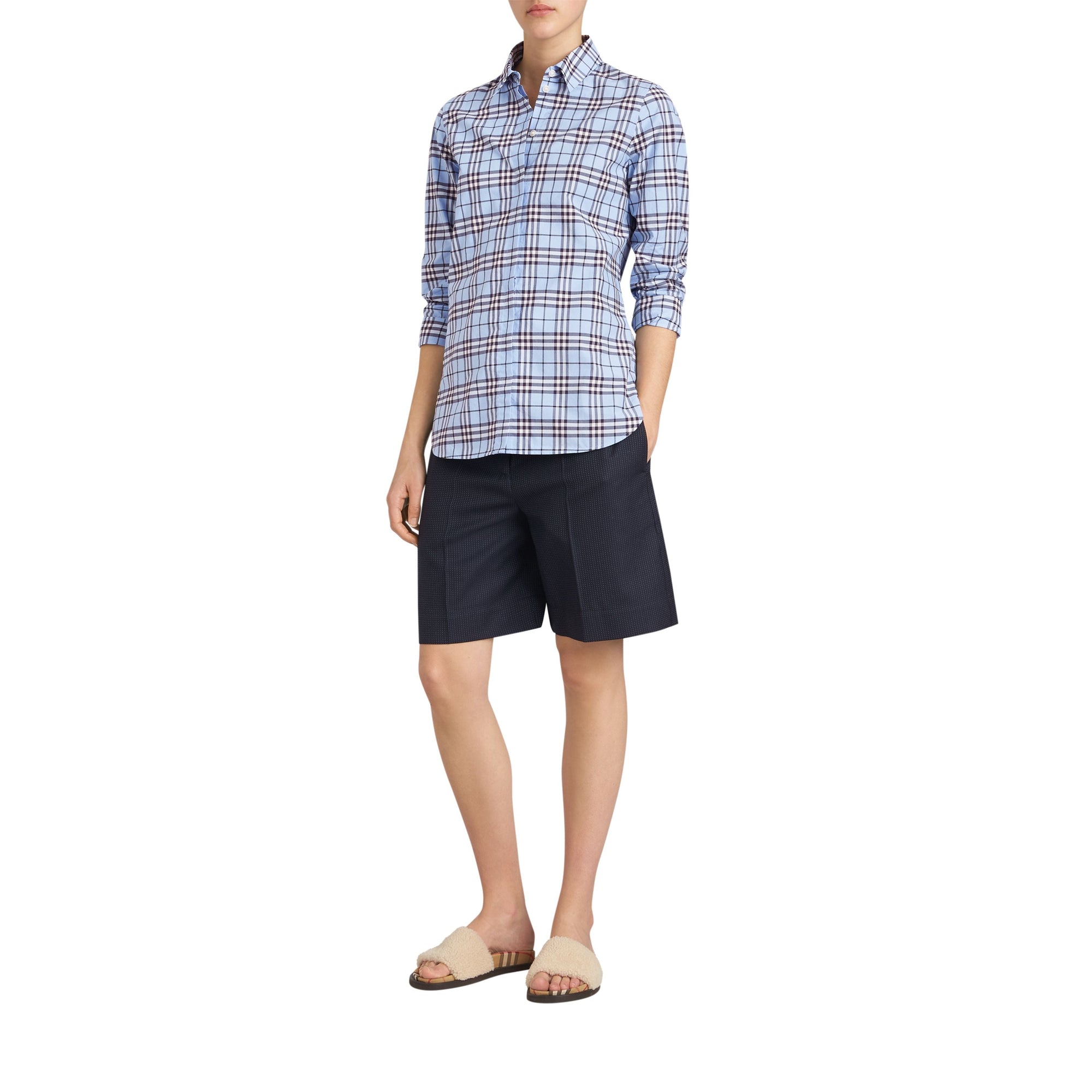 Chemise en coton à motif check - Sky Blue