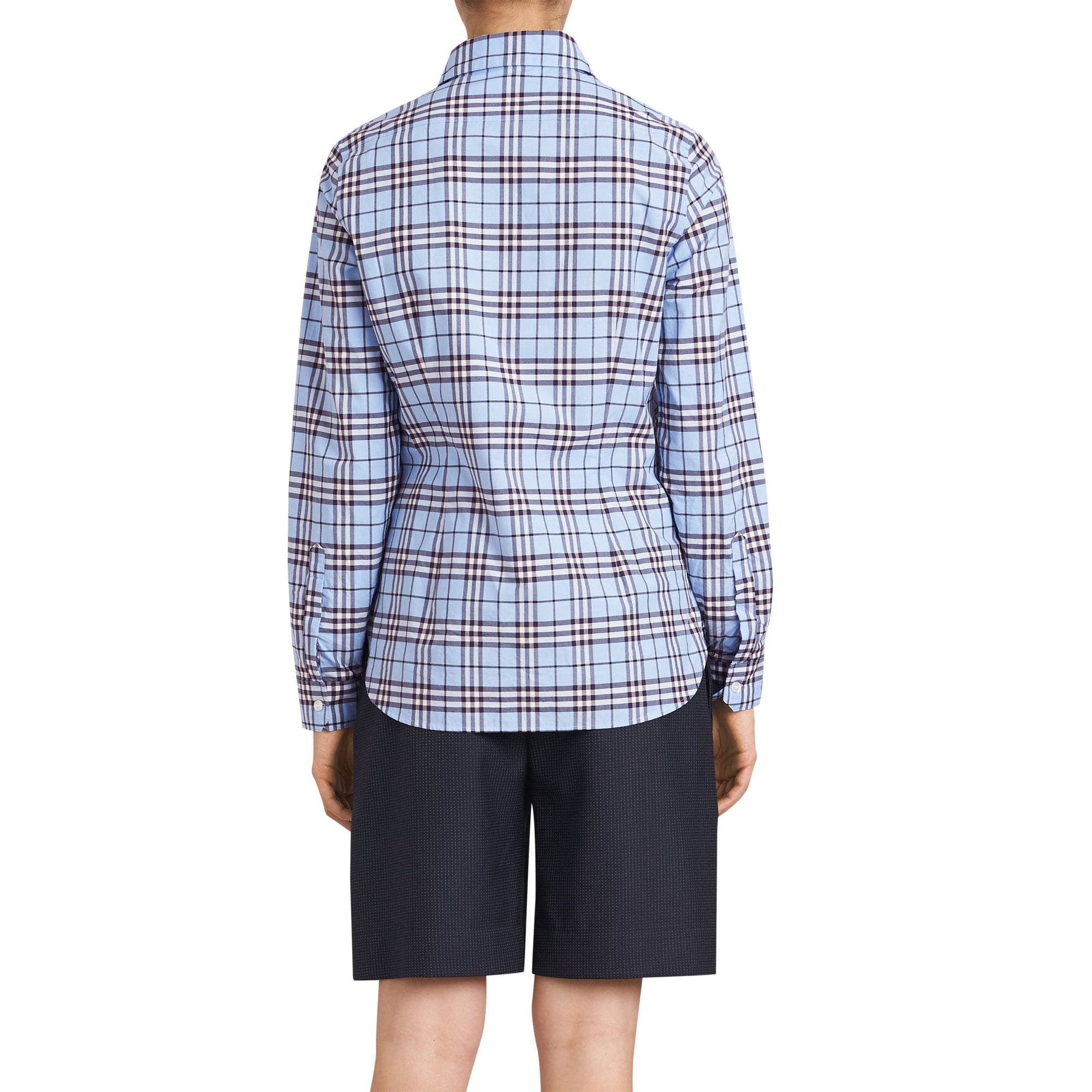 Chemise en coton à motif check - Sky Blue