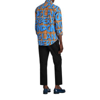 Chemise à motif Vintage check et graffiti - Bright Blue