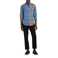 Chemise à motif Vintage check et graffiti - Bright Blue