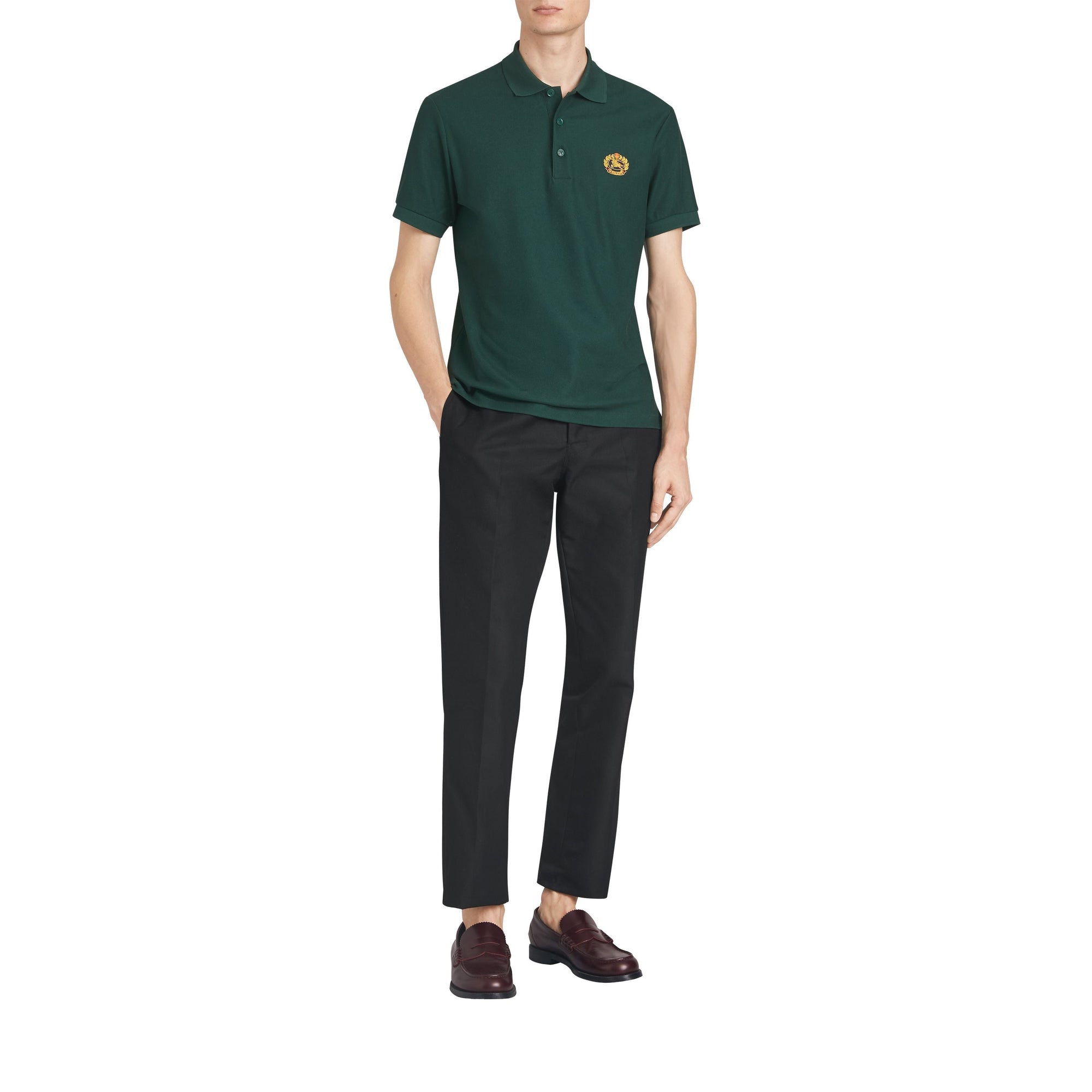 Polo en piqué de coton avec logo d'archive - Dark Forest Green