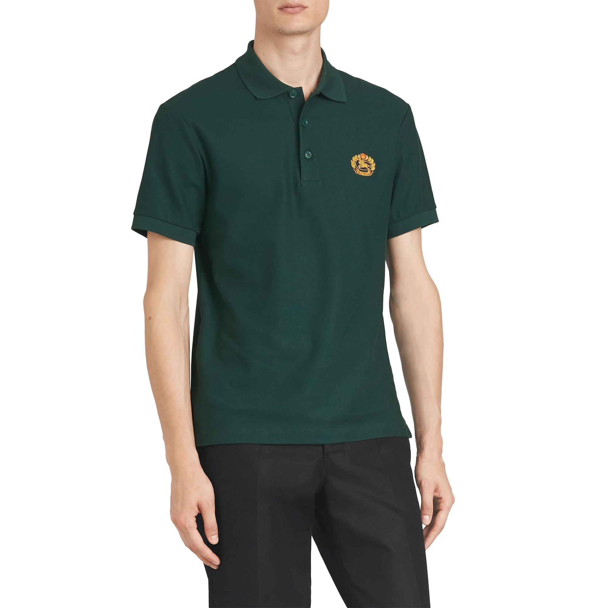 Polo en piqué de coton avec logo d'archive - Dark Forest Green