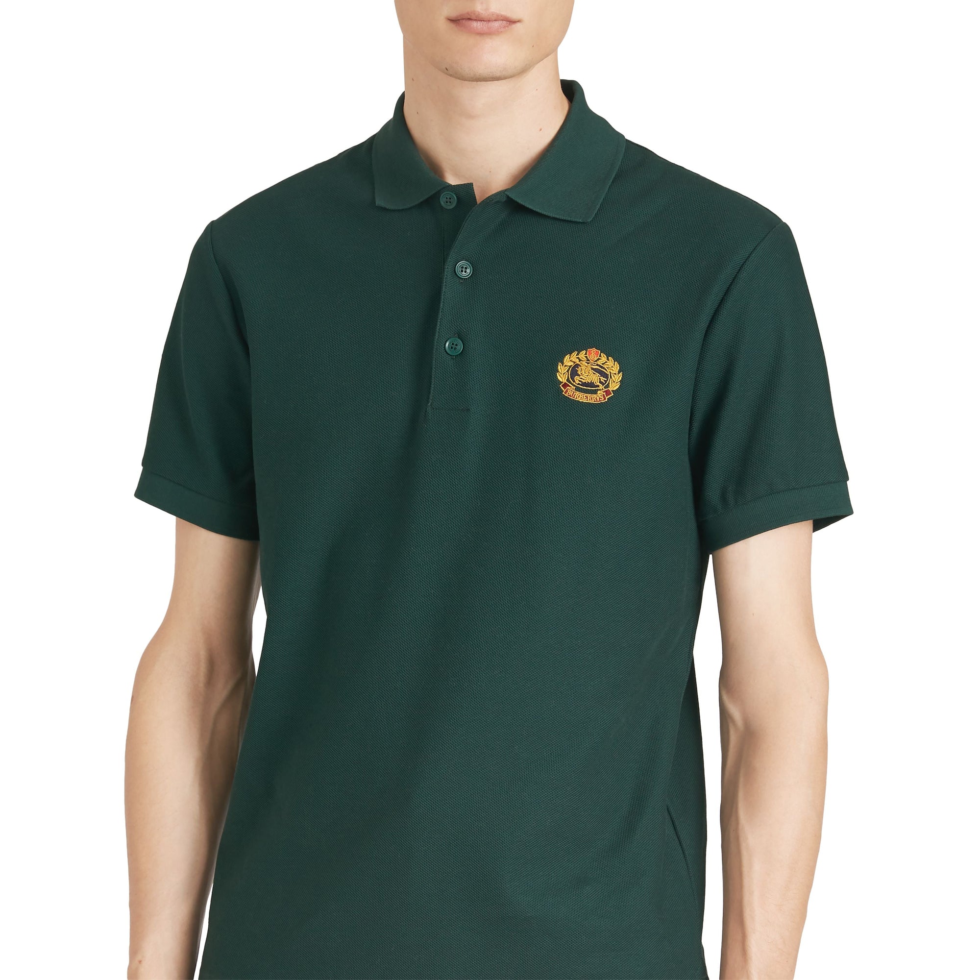 Polo en piqué de coton avec logo d'archive - Dark Forest Green