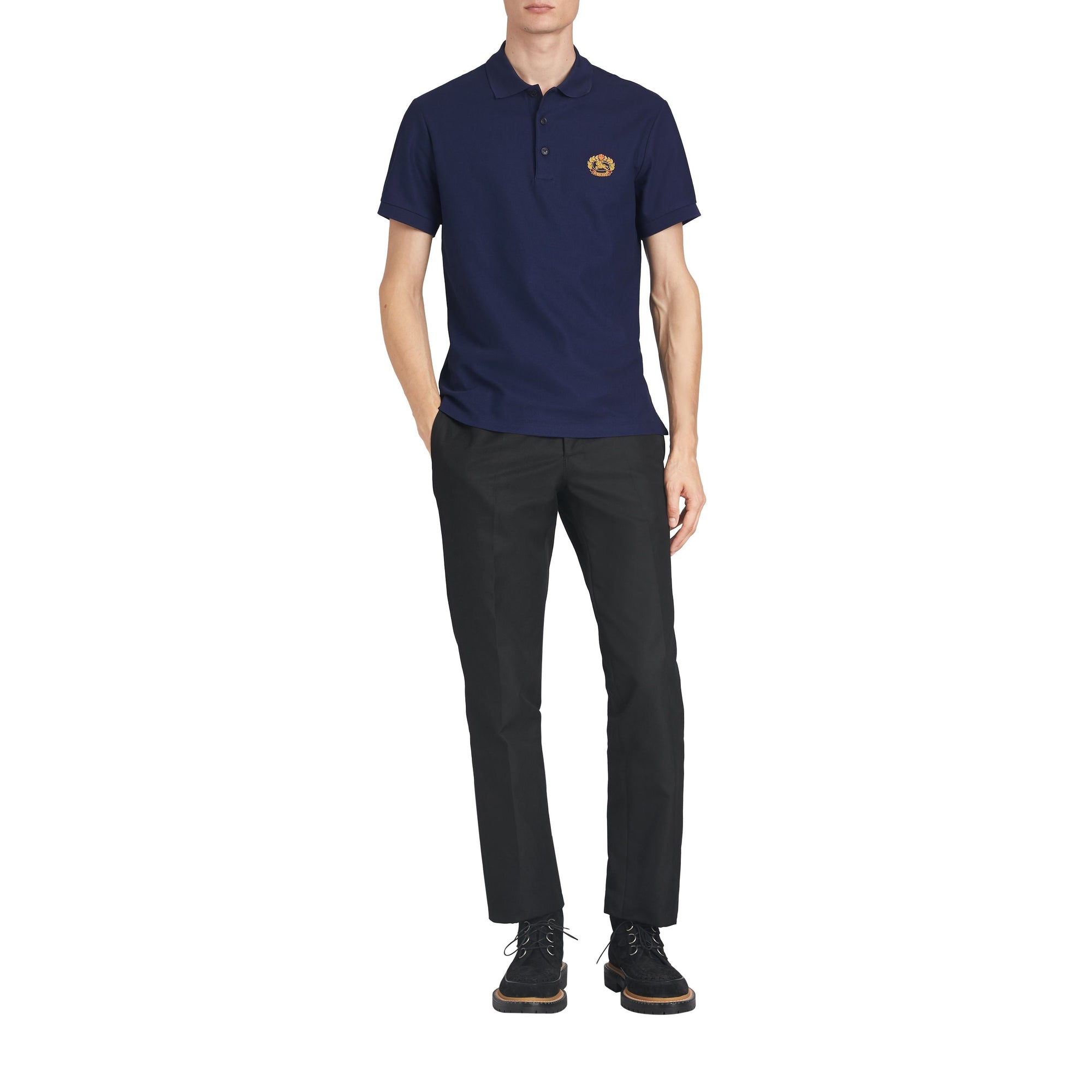 Polo en piqué de coton avec logo d'archive - Navy