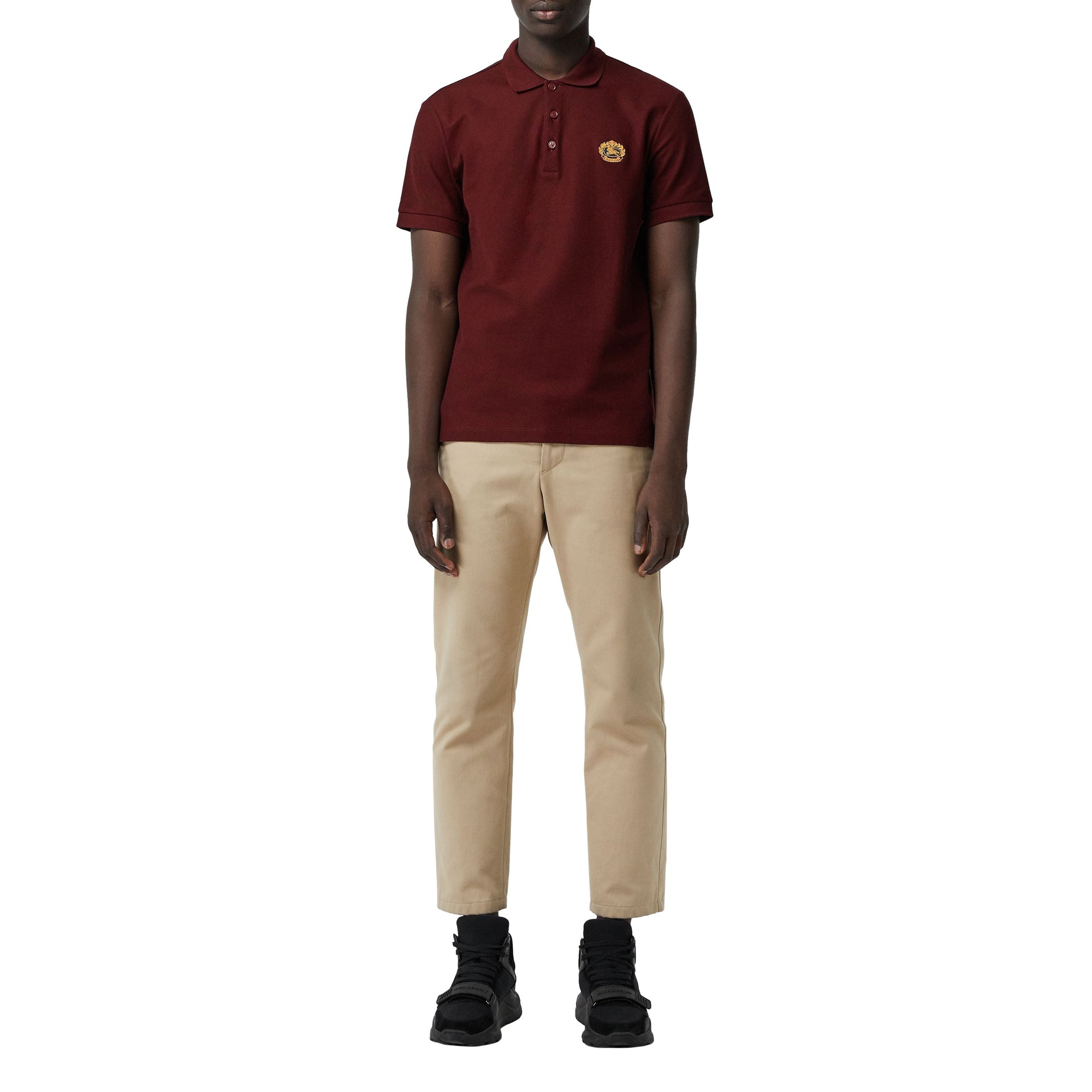 Polo en piqué de coton avec logo d'archive - Burgundy