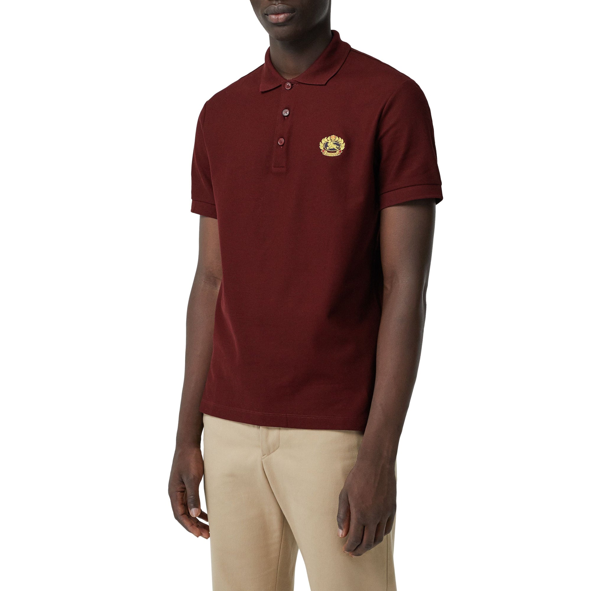 Polo en piqué de coton avec logo d'archive - Burgundy