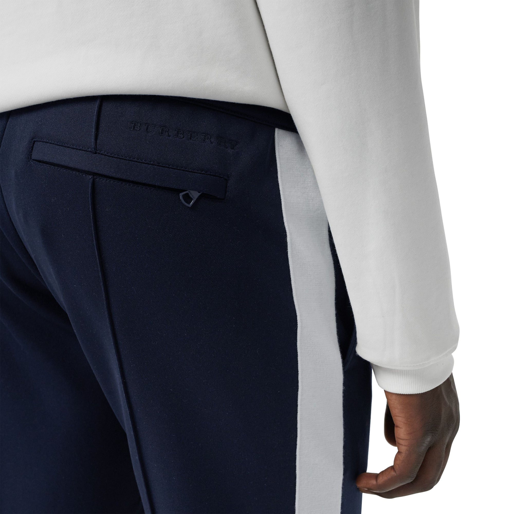 Pantalon à cordon de serrage en coton mélangé rayé sportswear - Navy