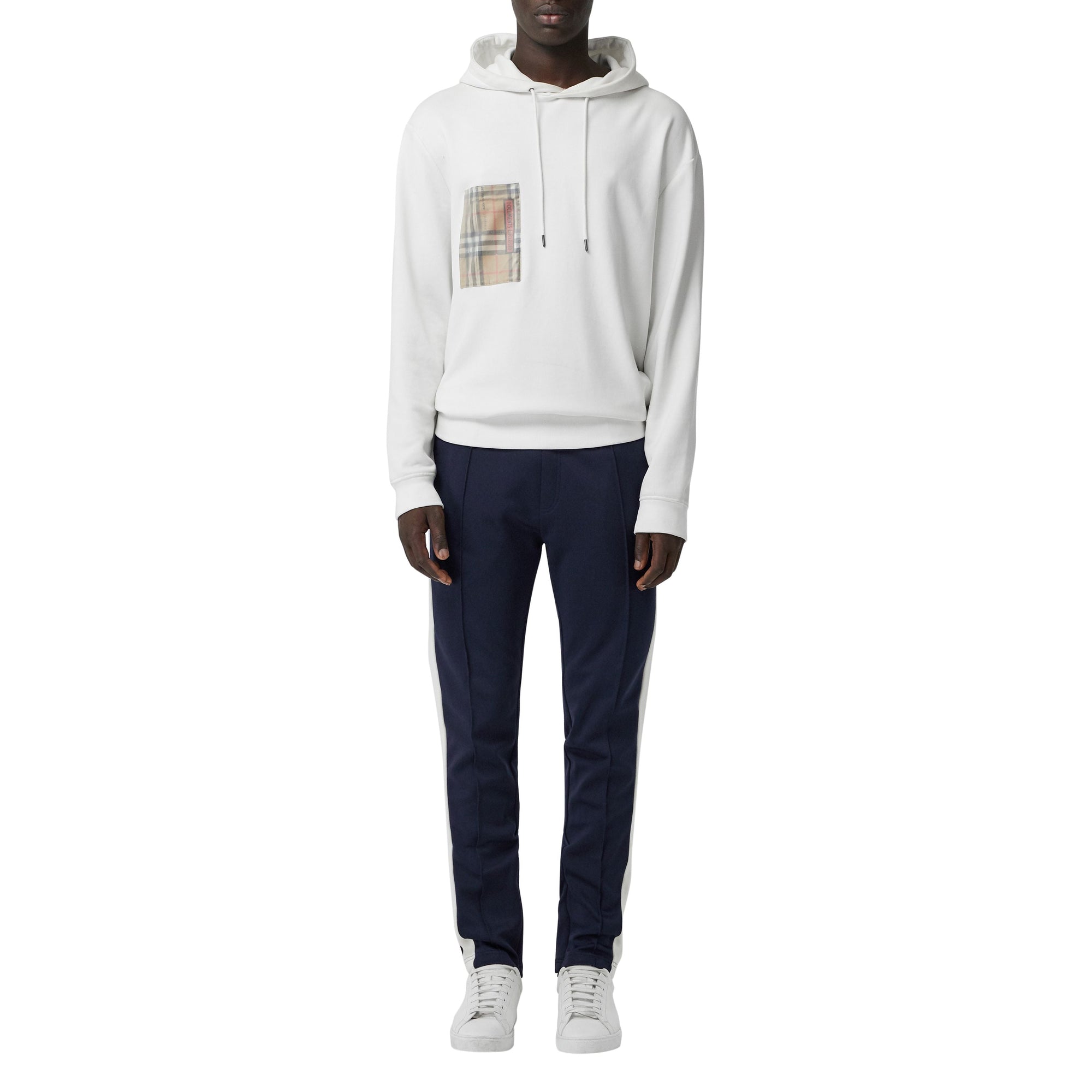 Pantalon à cordon de serrage en coton mélangé rayé sportswear - Navy