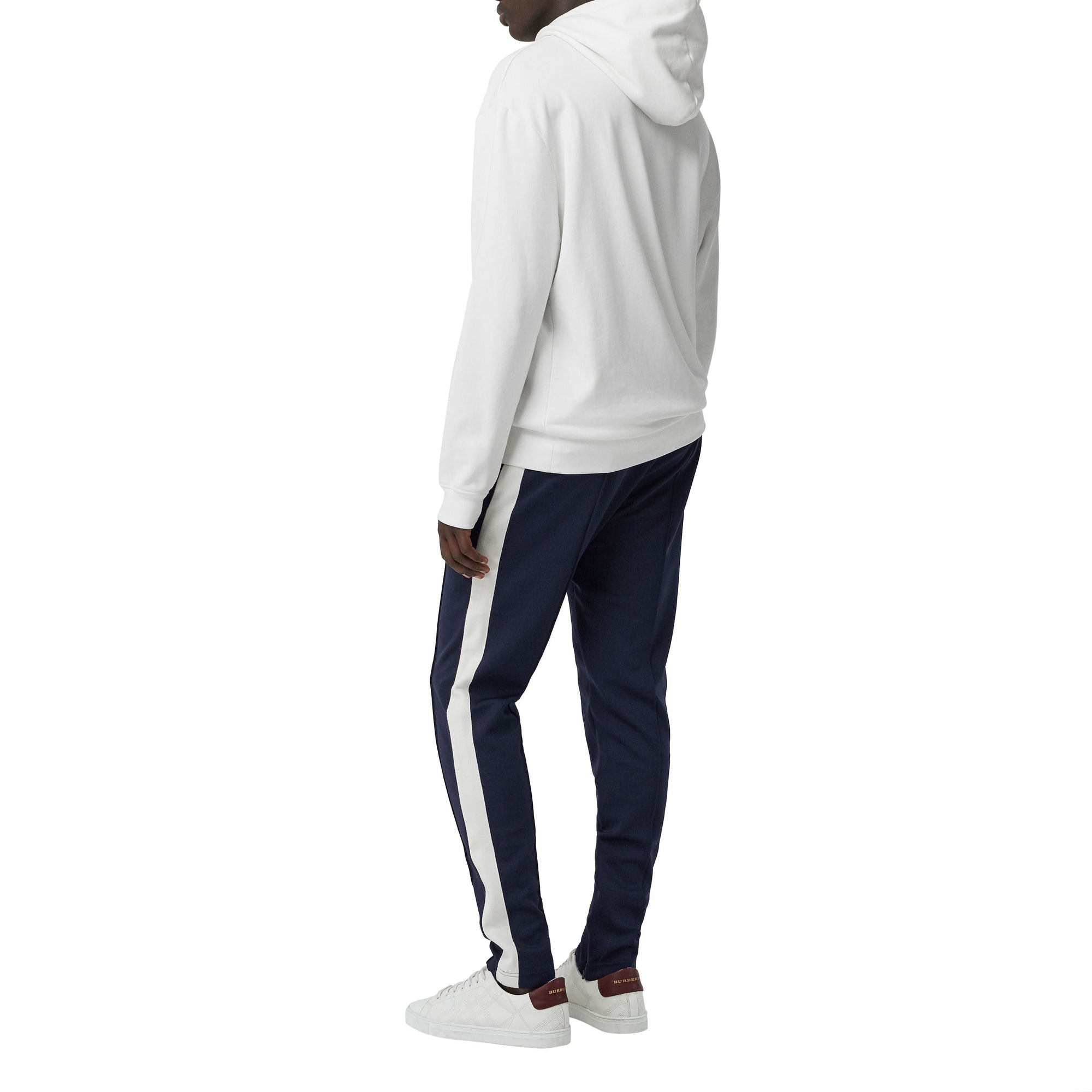 Pantalon à cordon de serrage en coton mélangé rayé sportswear - Navy