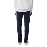 Pantalon à cordon de serrage en coton mélangé rayé sportswear - Navy