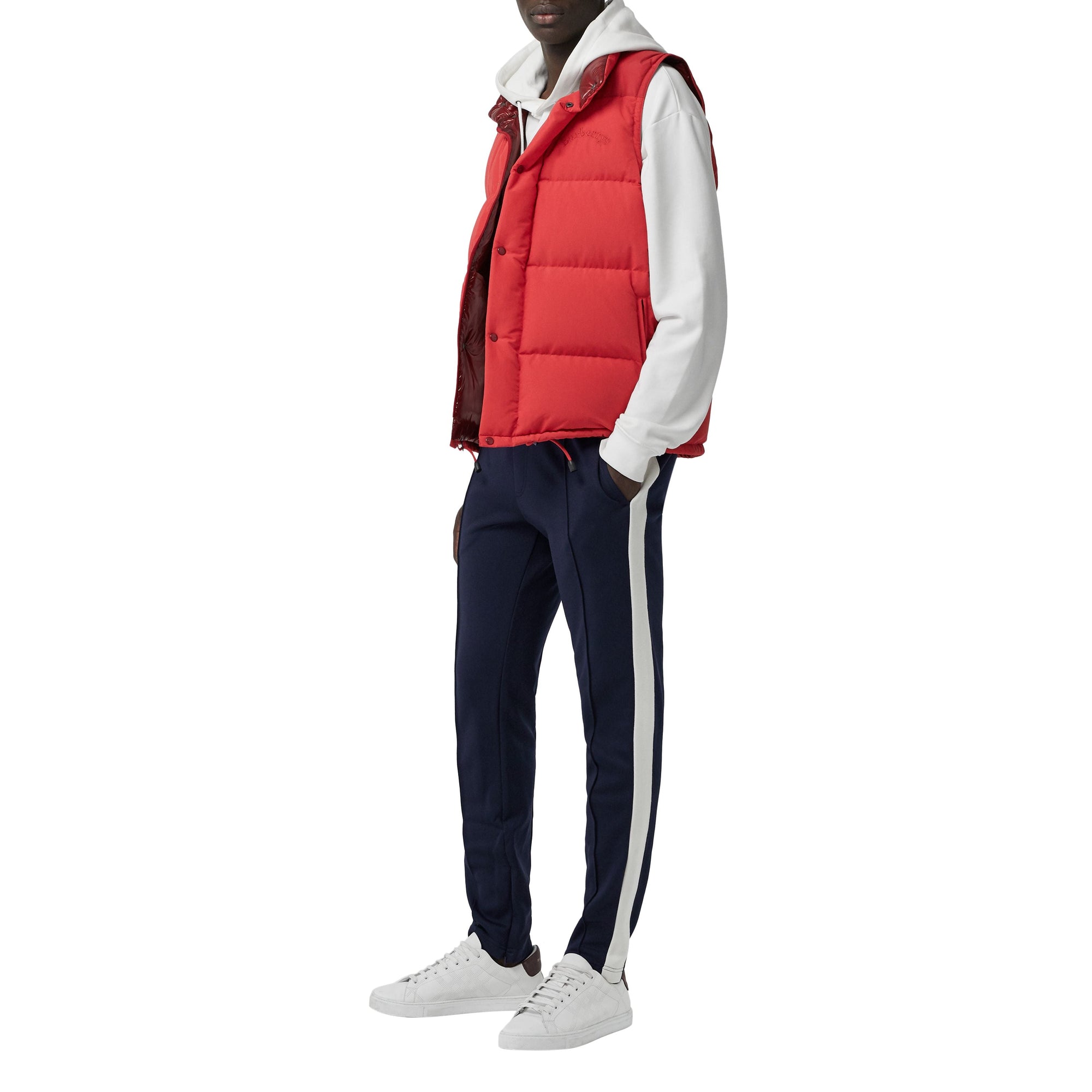 Pantalon à cordon de serrage en coton mélangé rayé sportswear - Navy