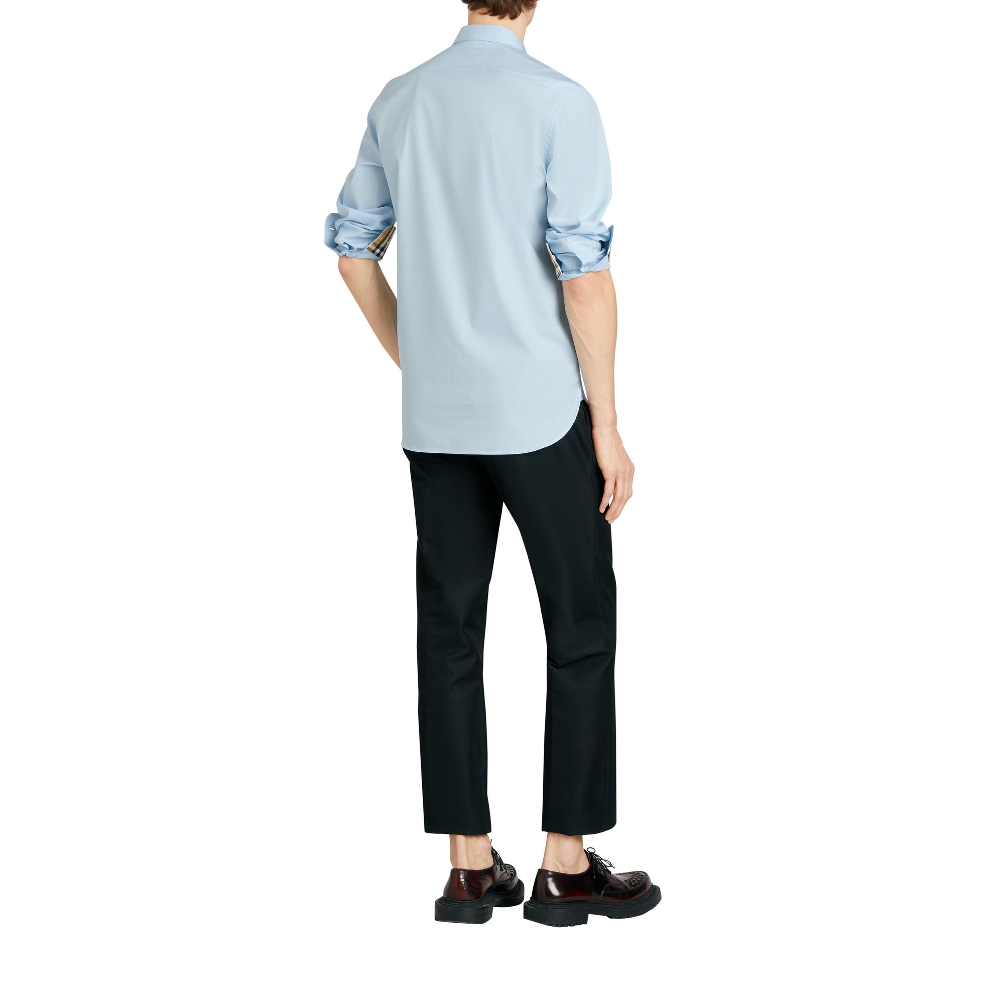 Chemise en popeline de coton avec poignets - Pale Blue