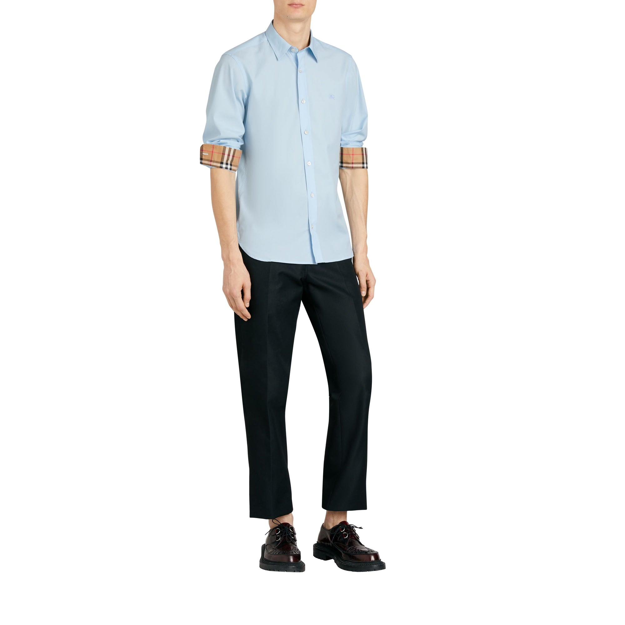 Chemise en popeline de coton avec poignets - Pale Blue