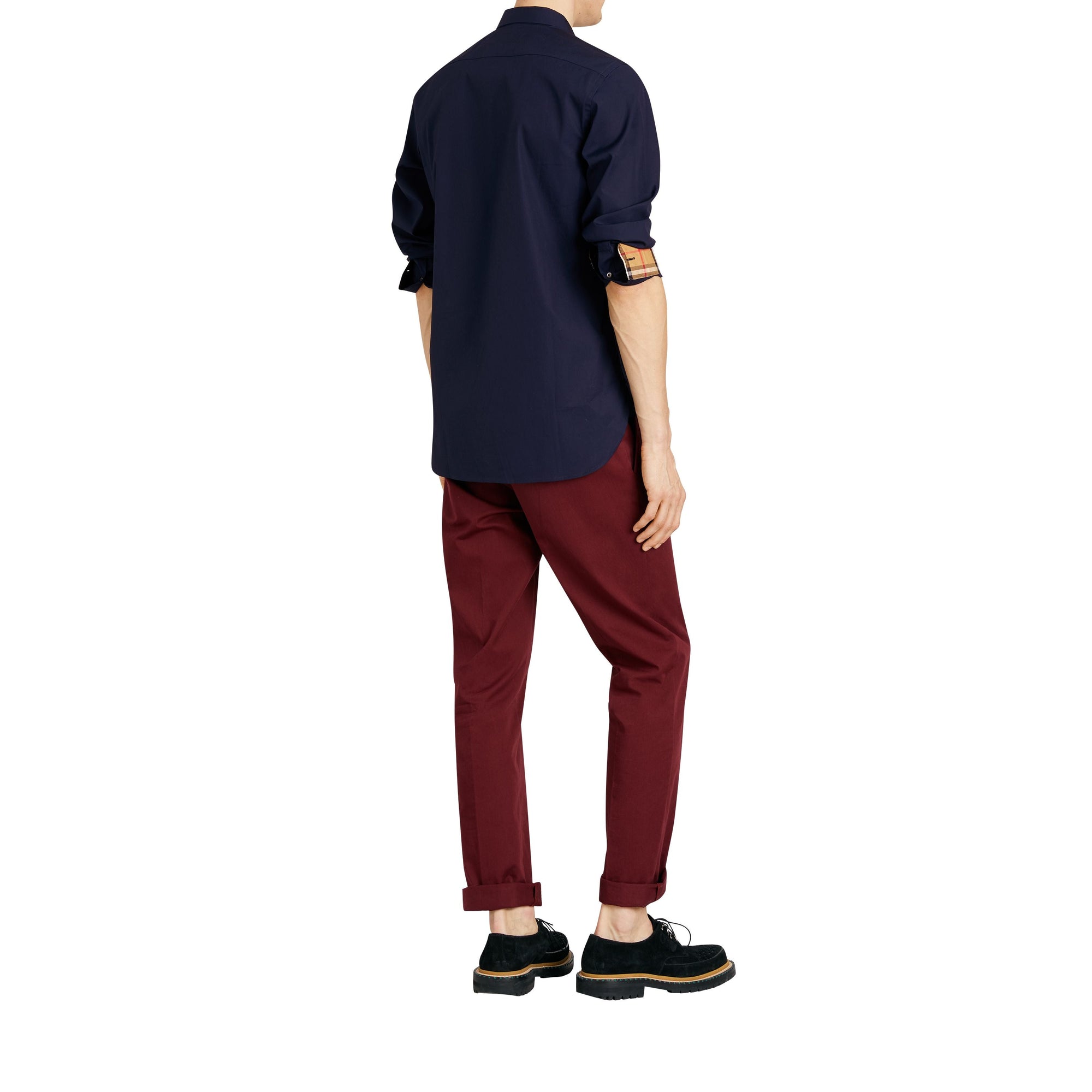 Chemise en popeline de coton avec poignets - Navy