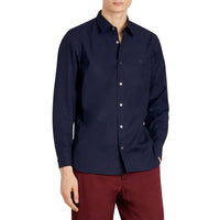 Chemise en popeline de coton avec poignets - Navy