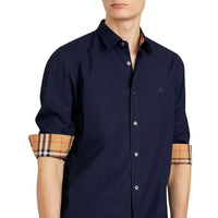 Chemise en popeline de coton avec poignets - Navy