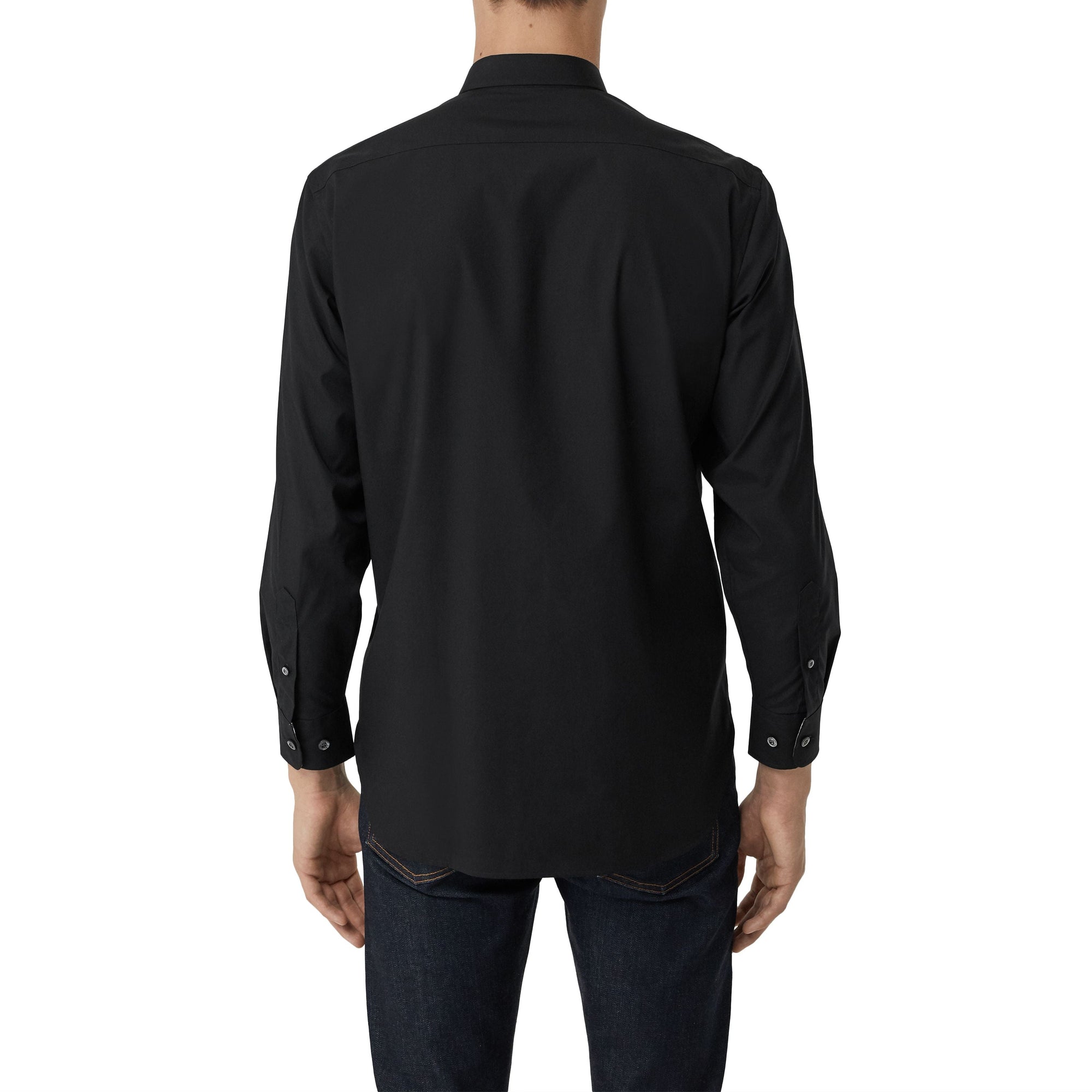 Chemise en popeline de coton avec poignets - Black