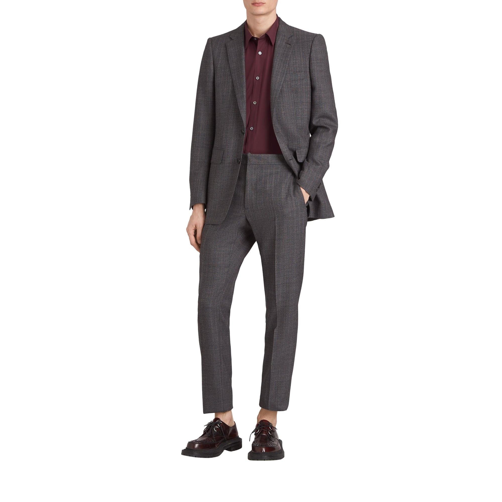 Chemise en popeline de coton avec poignets - Oxblood