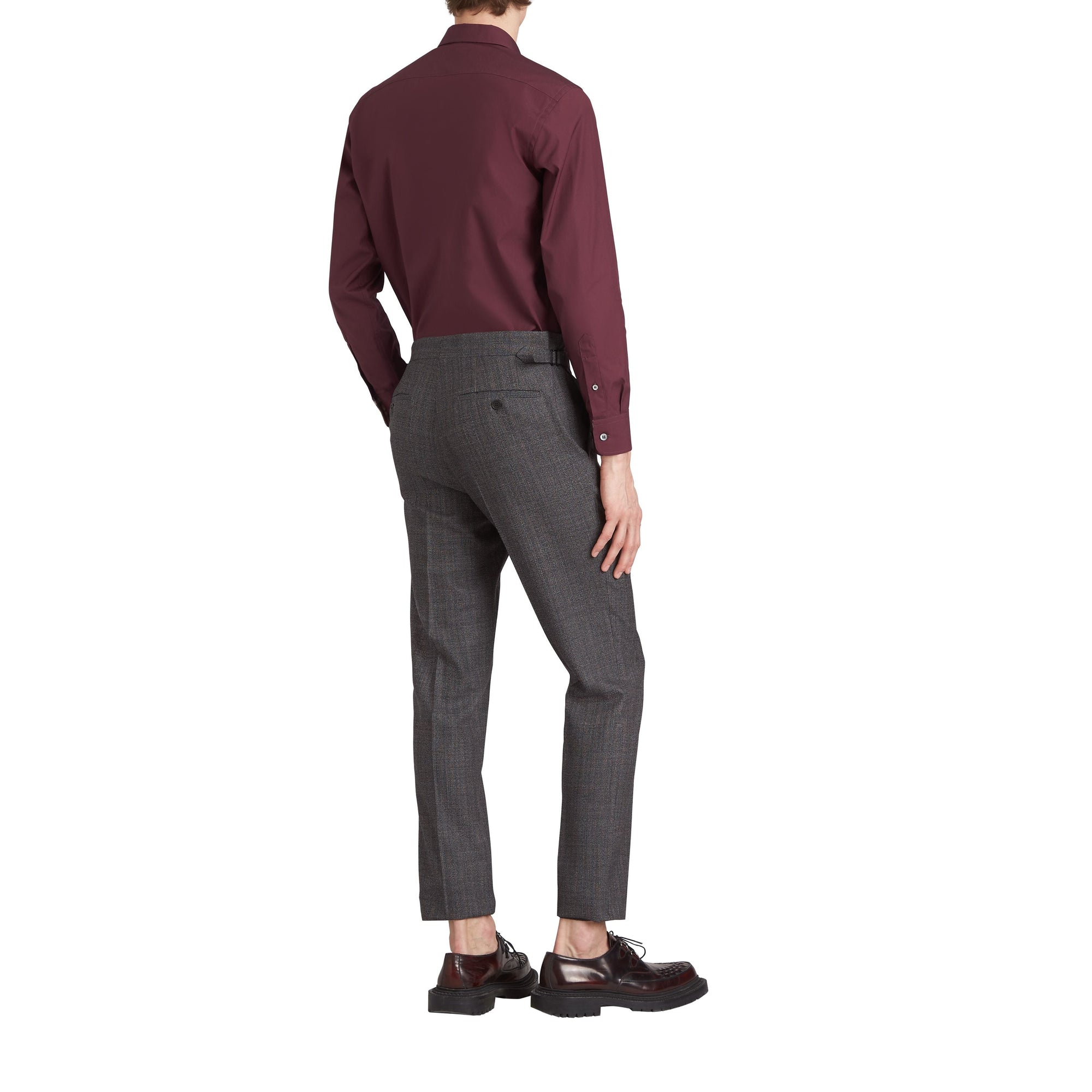 Chemise en popeline de coton avec poignets - Oxblood