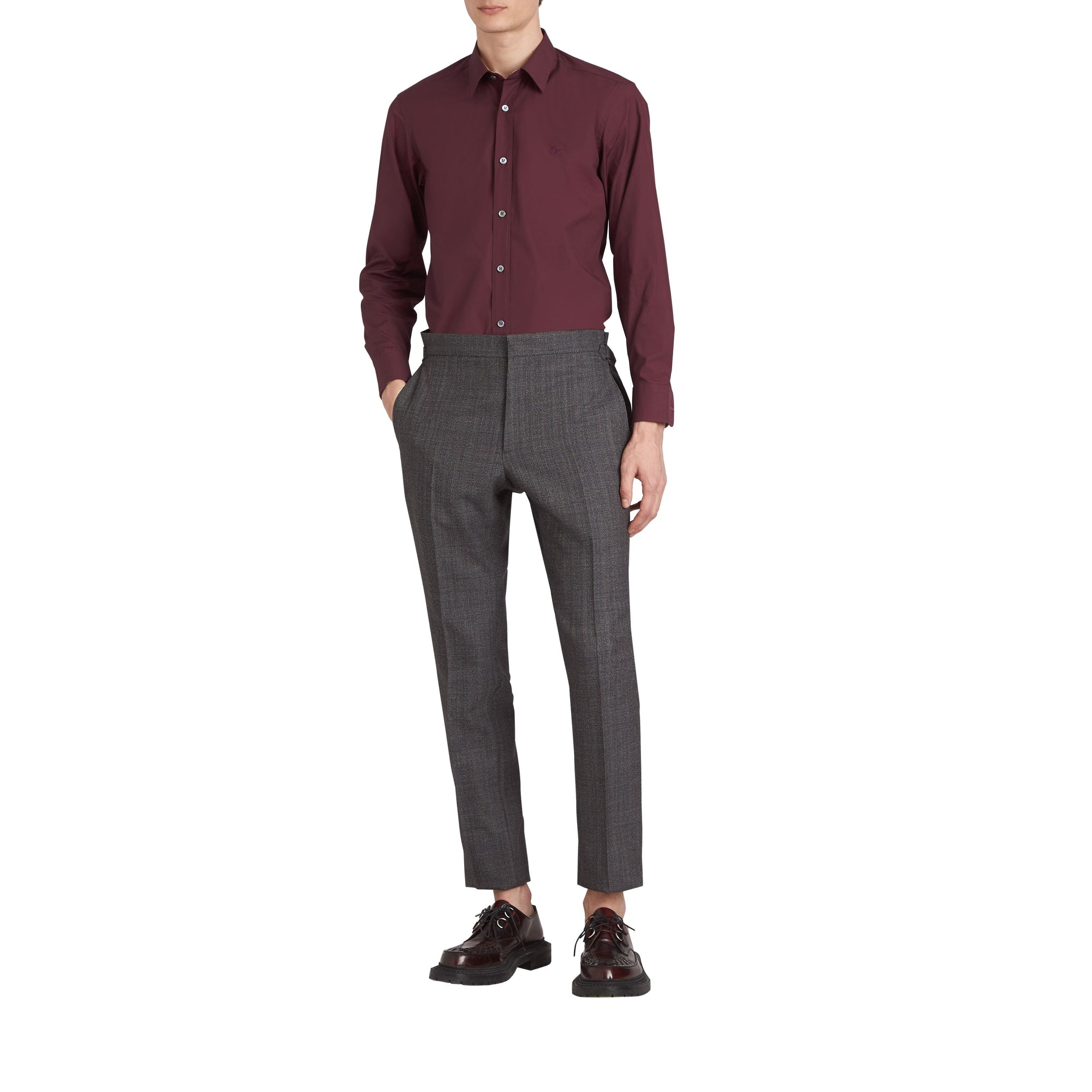 Chemise en popeline de coton avec poignets - Oxblood