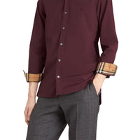 Chemise en popeline de coton avec poignets - Oxblood