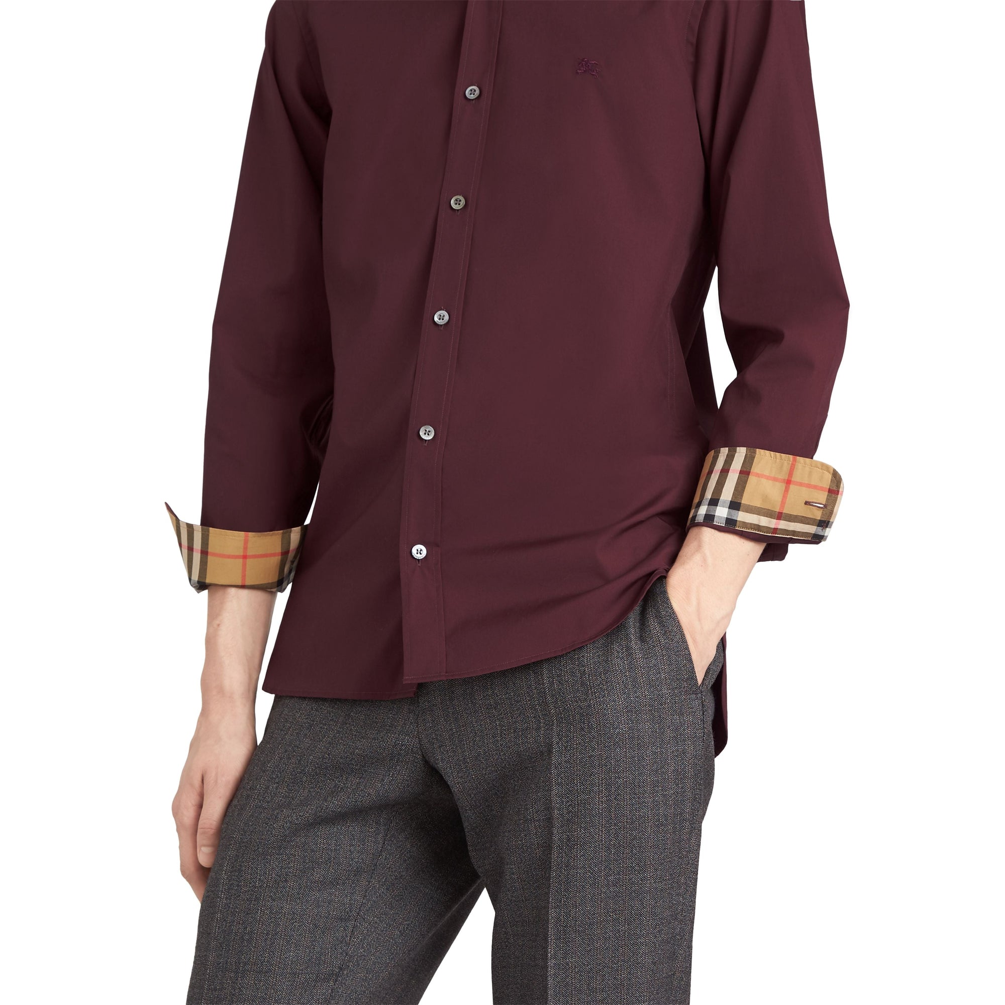 Chemise en popeline de coton avec poignets - Oxblood