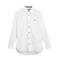 Chemise en coton extensible avec bouton contrastant - White