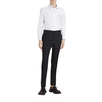 Chemise en coton extensible avec bouton contrastant - White