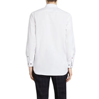 Chemise en coton extensible avec bouton contrastant - White