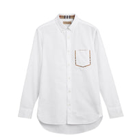 Chemise Oxford en coton à détails check - White