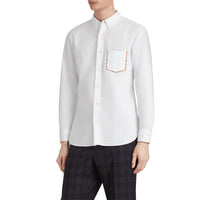 Chemise Oxford en coton à détails check - White