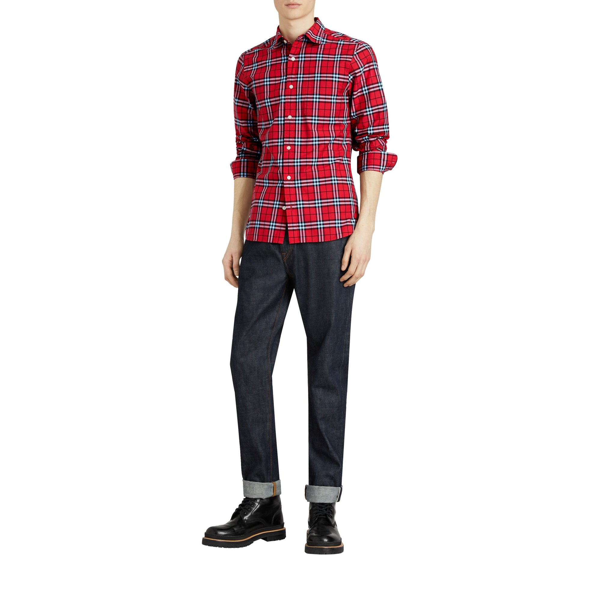Chemise en coton à motif check - Bright Red