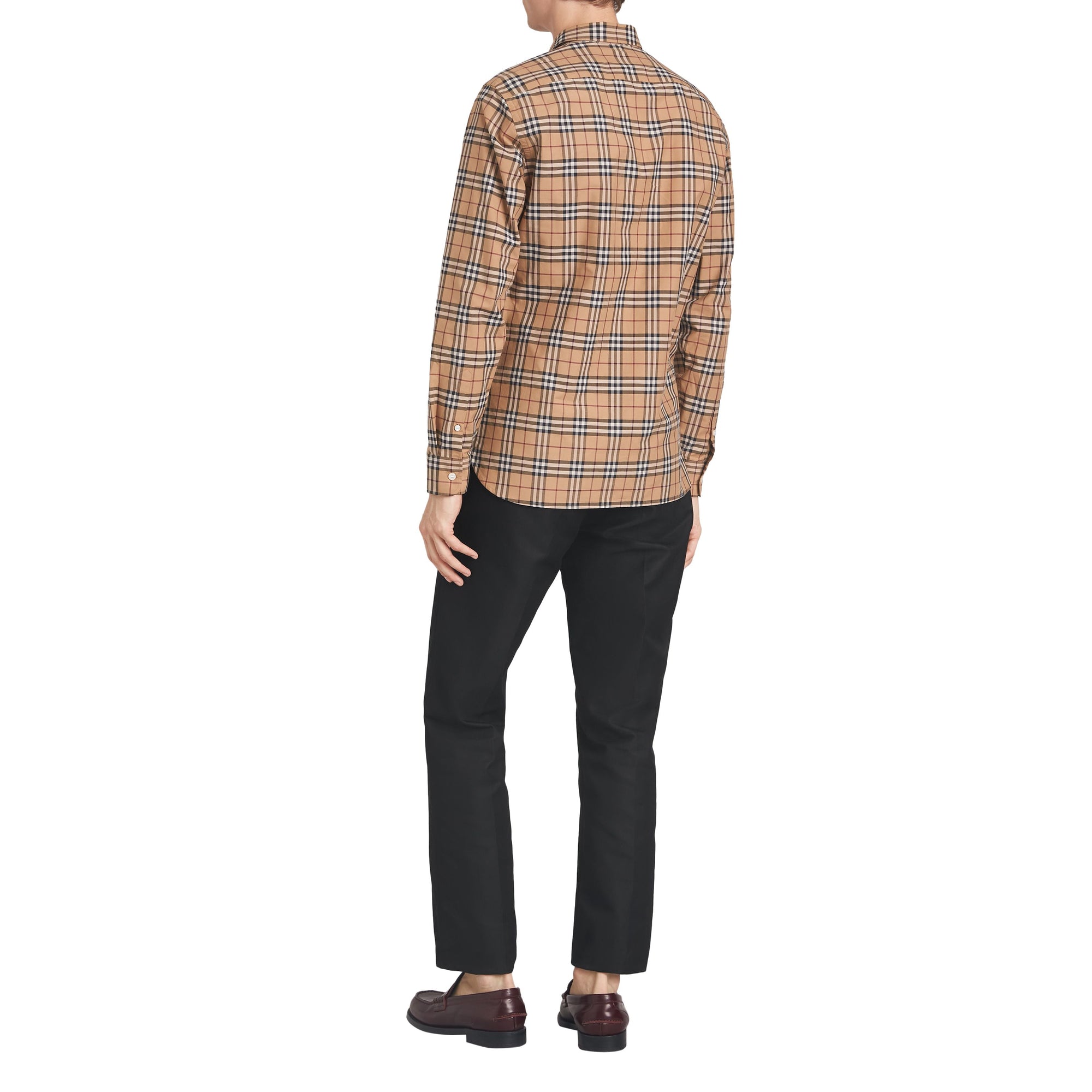 Chemise en coton à motif check - Camel