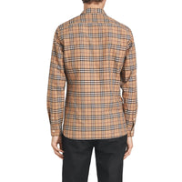 Chemise en coton à motif check - Camel