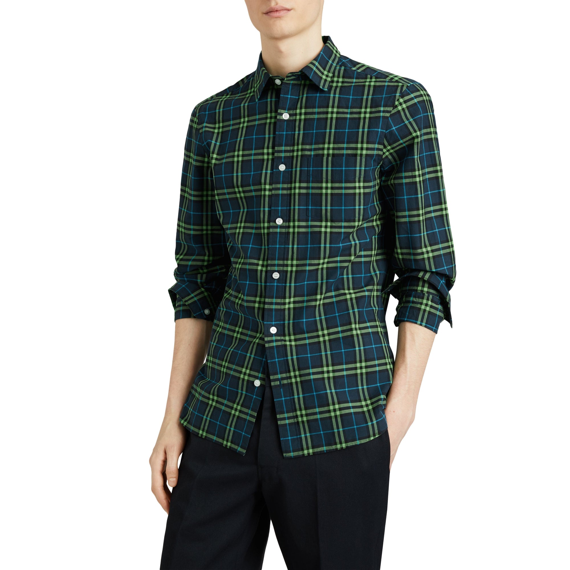 Chemise en coton à motif check - Dark Pwtr Blue
