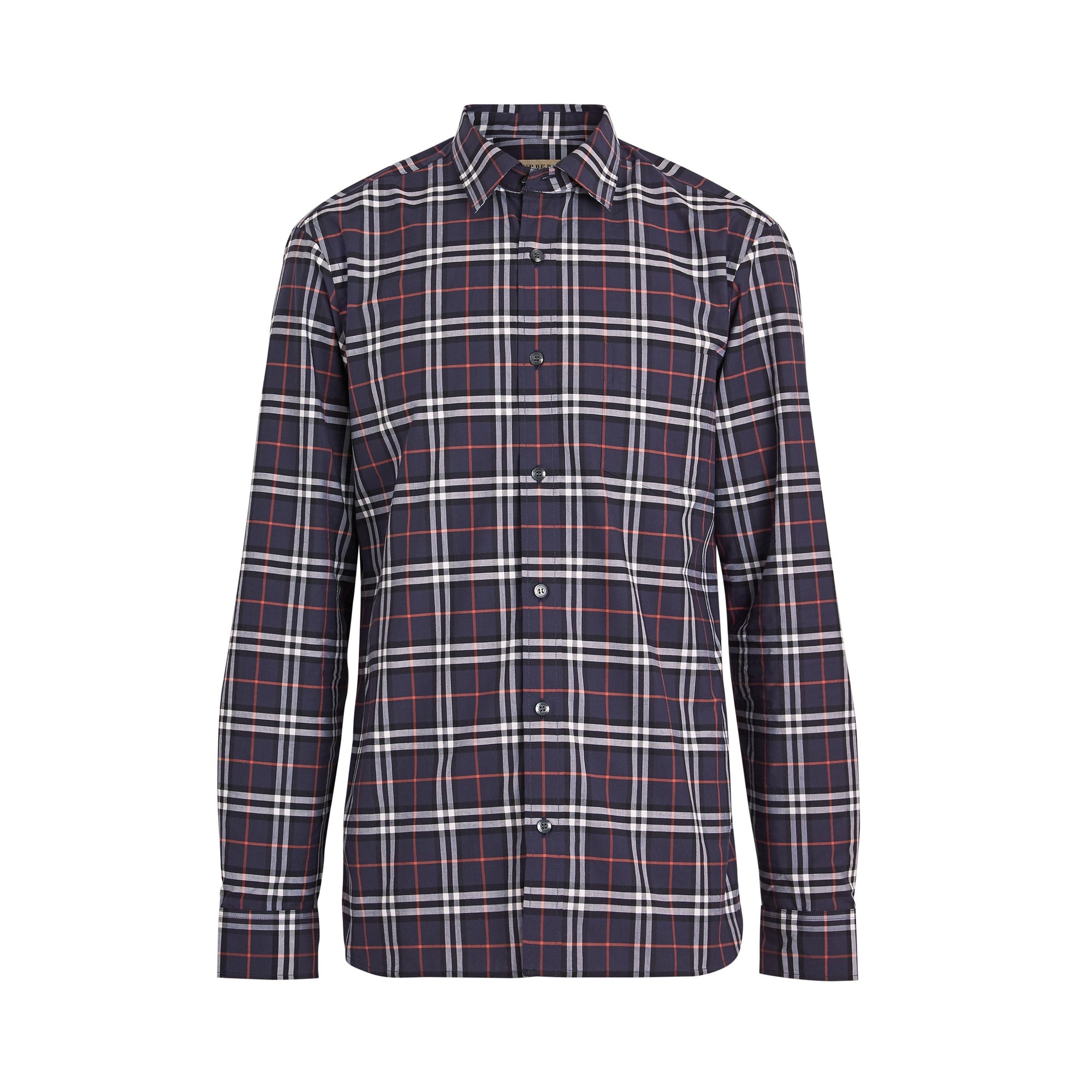 Chemise en coton à motif check - Navy Blue