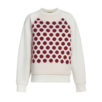 Pull en jersey et laine mérinos à pois - White