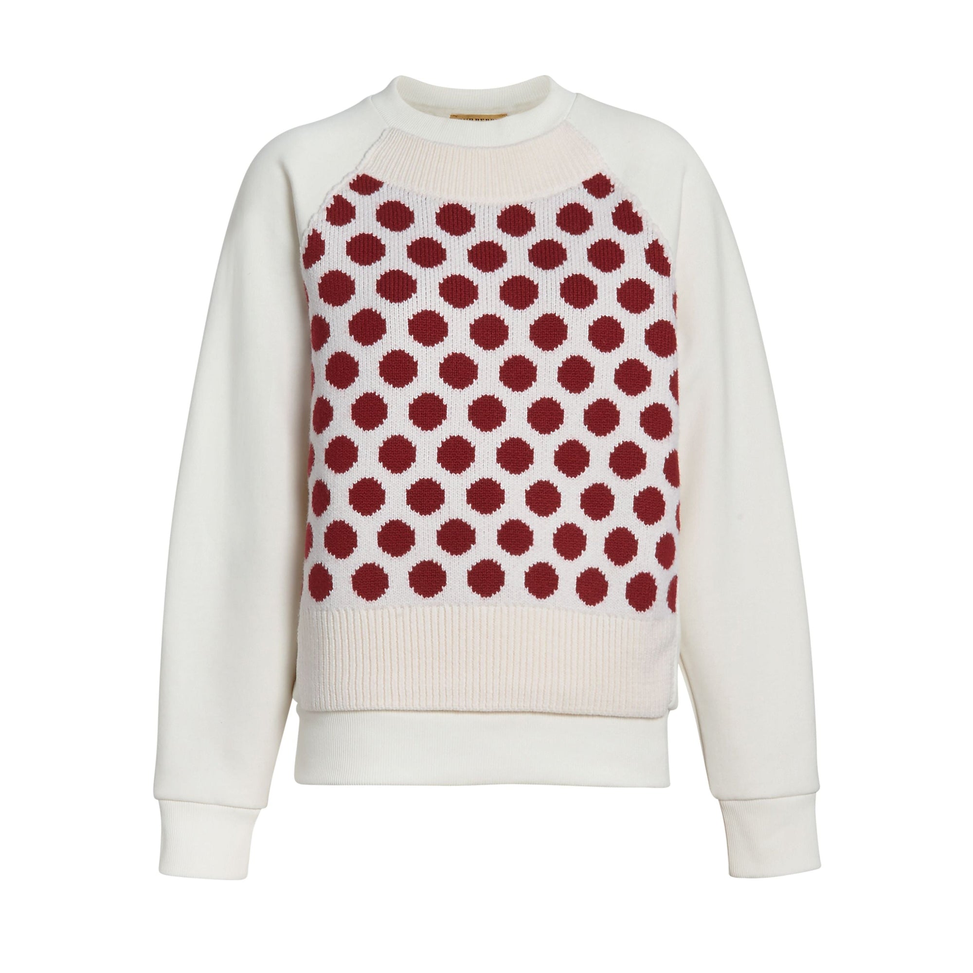 Pull en jersey et laine mérinos à pois - White
