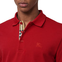 Polo en coton avec patte de boutonnage à motif check - Military Red