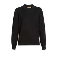 Pull à col ras du cou en laine mérinos - Black