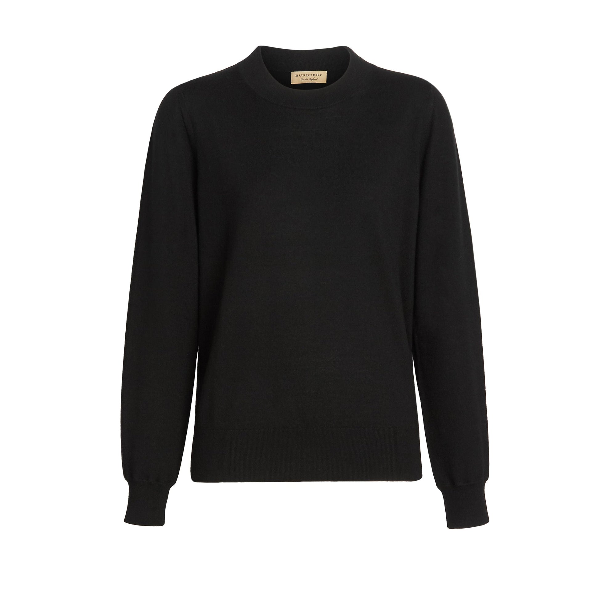 Pull à col ras du cou en laine mérinos - Black