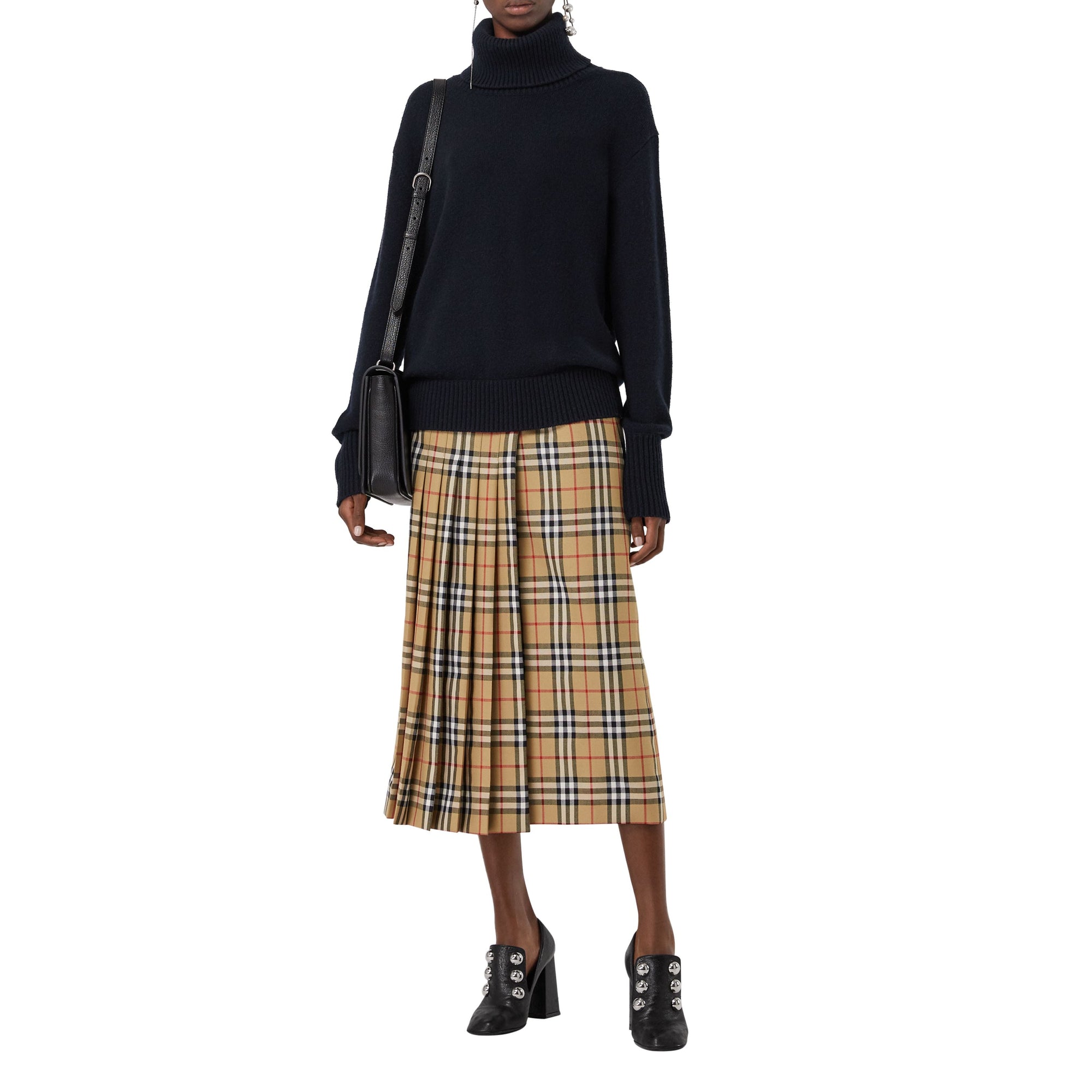 Pull à col roulé en cachemire avec écusson brodé - Navy