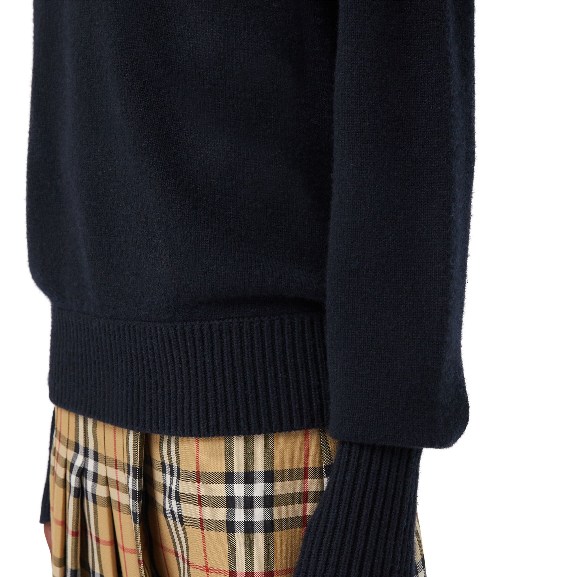 Pull à col roulé en cachemire avec écusson brodé - Navy