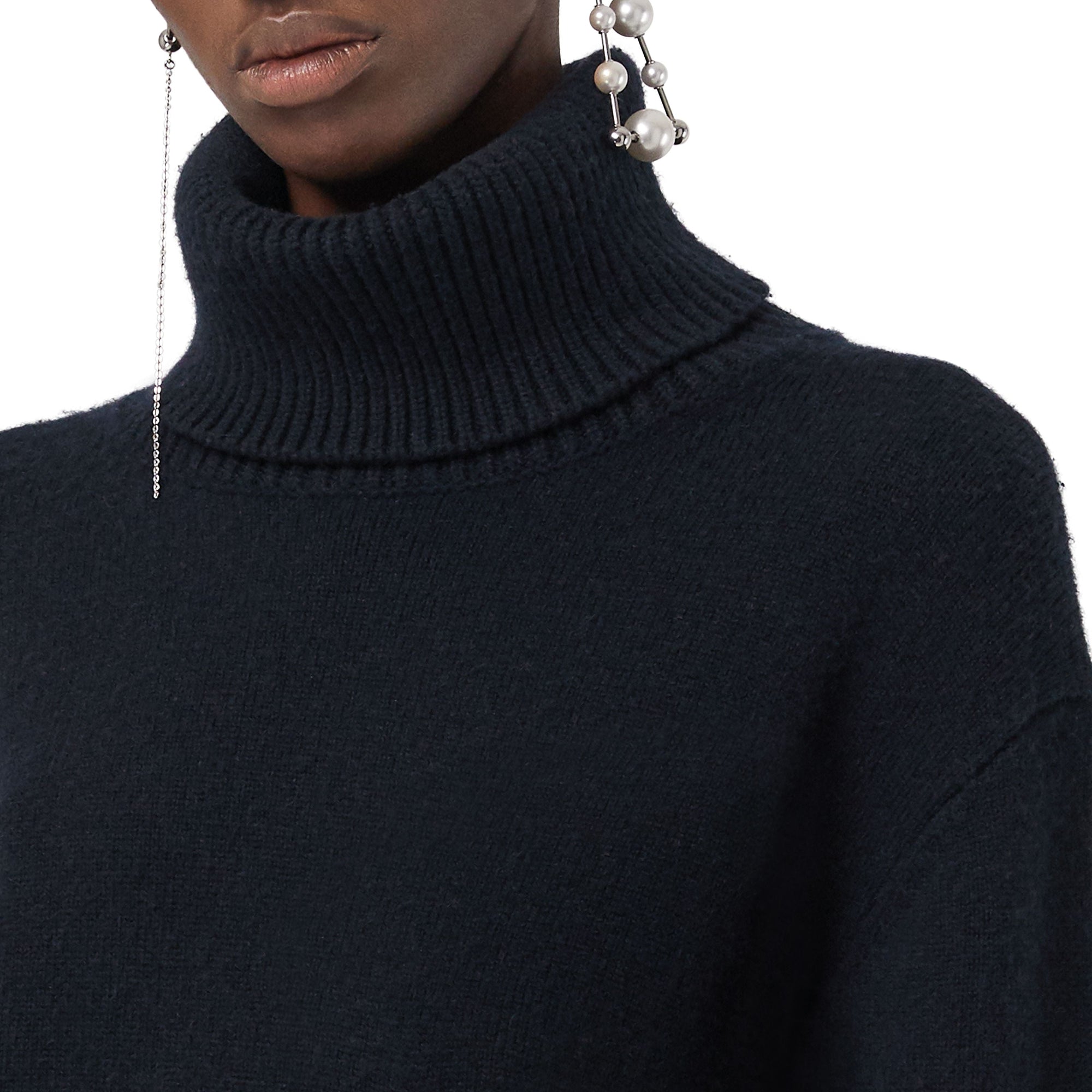 Pull à col roulé en cachemire avec écusson brodé - Navy