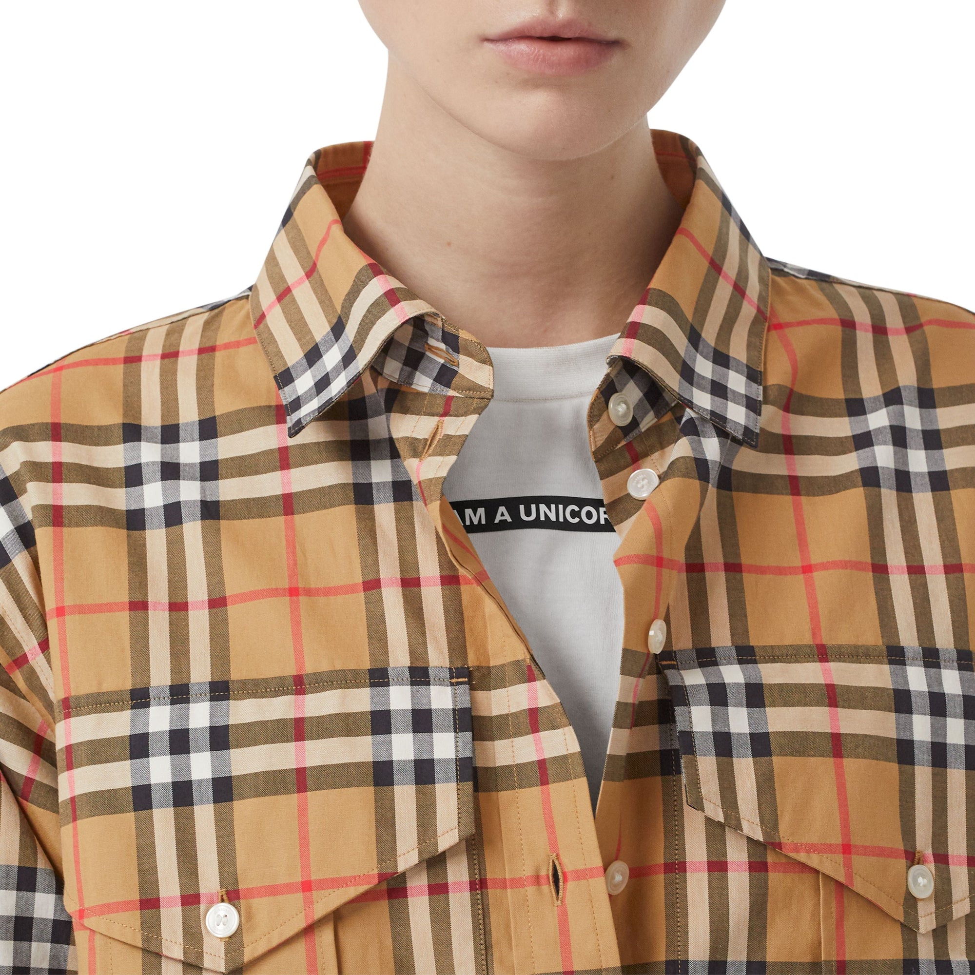 Chemise oversize en coton Vintage check - Antique Yellow