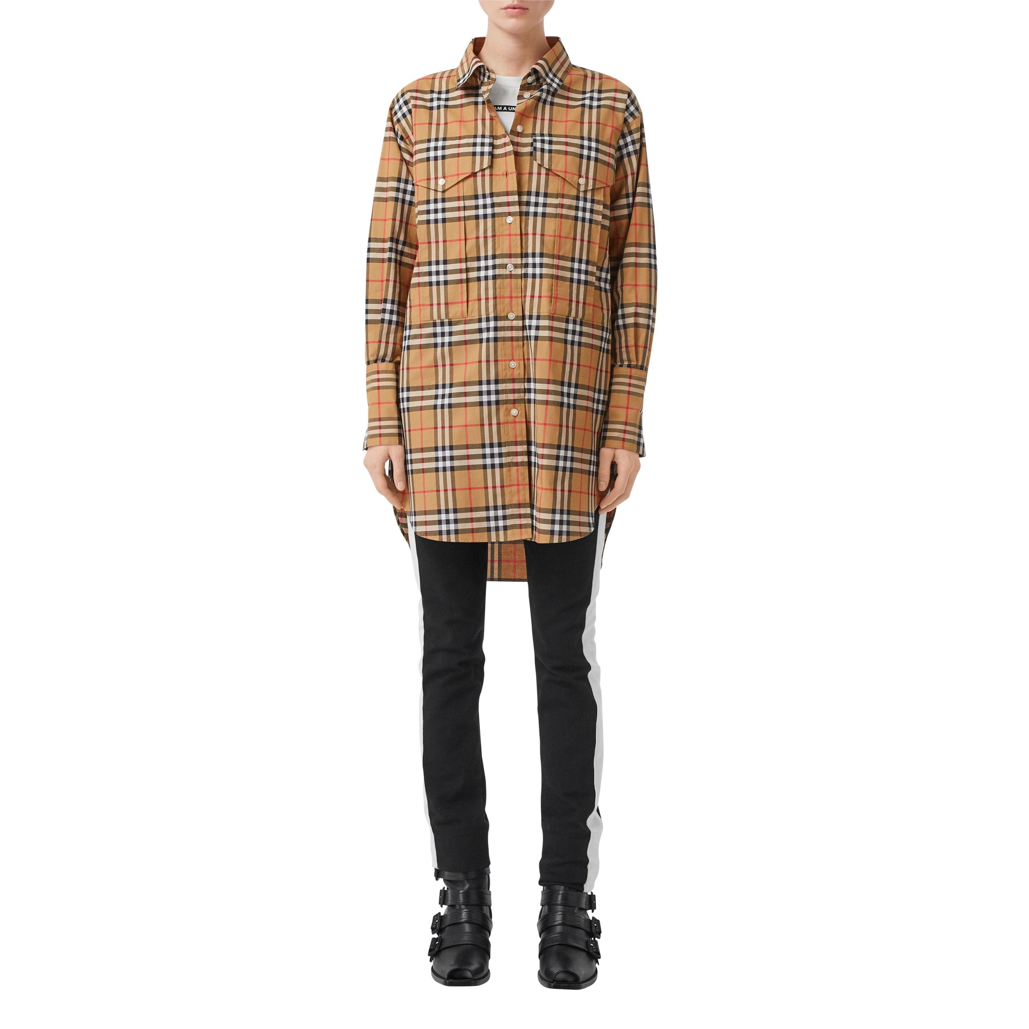 Chemise oversize en coton Vintage check - Antique Yellow
