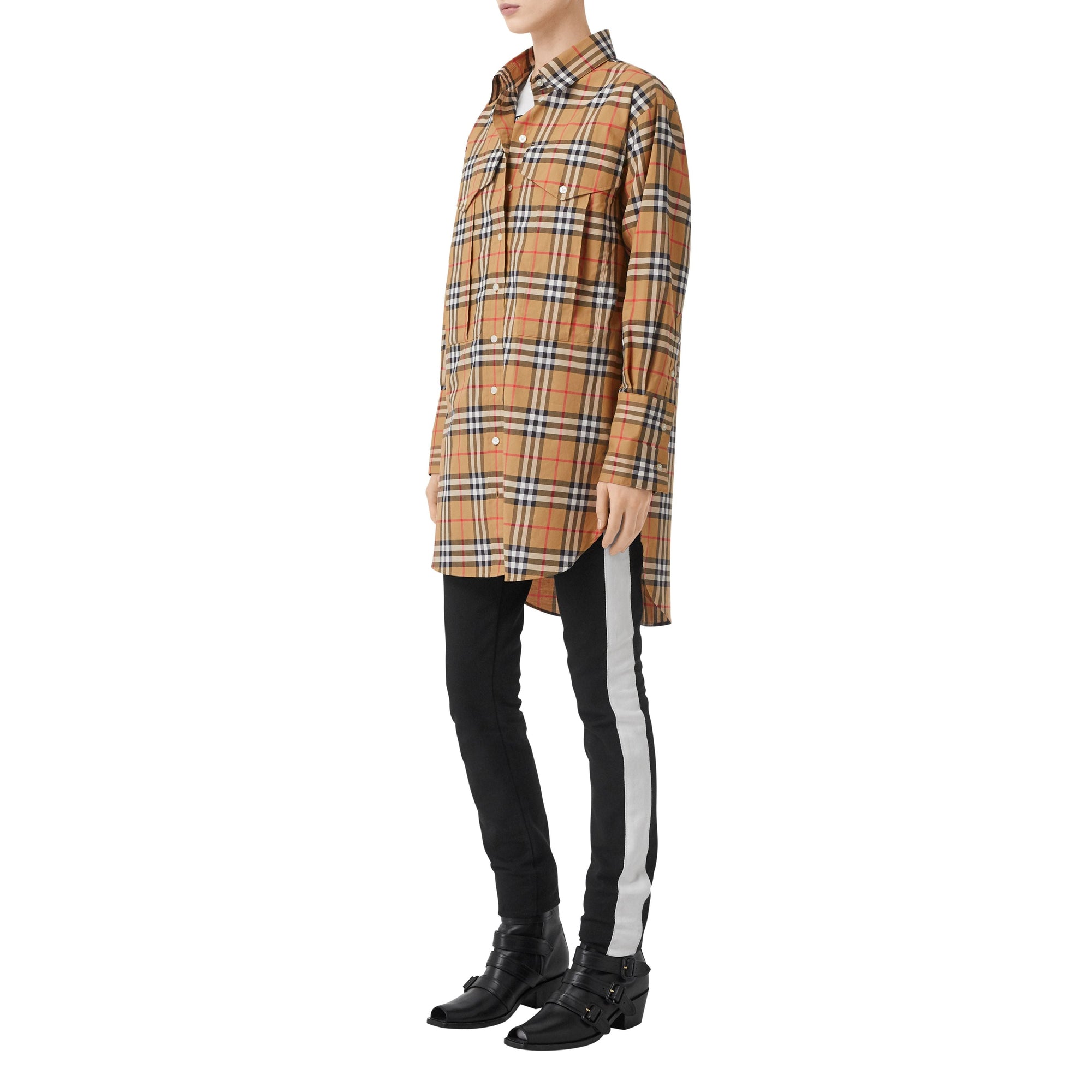 Chemise oversize en coton Vintage check - Antique Yellow
