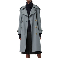 Trench en gabardine tropicale doublé de laine - Dusty Blue