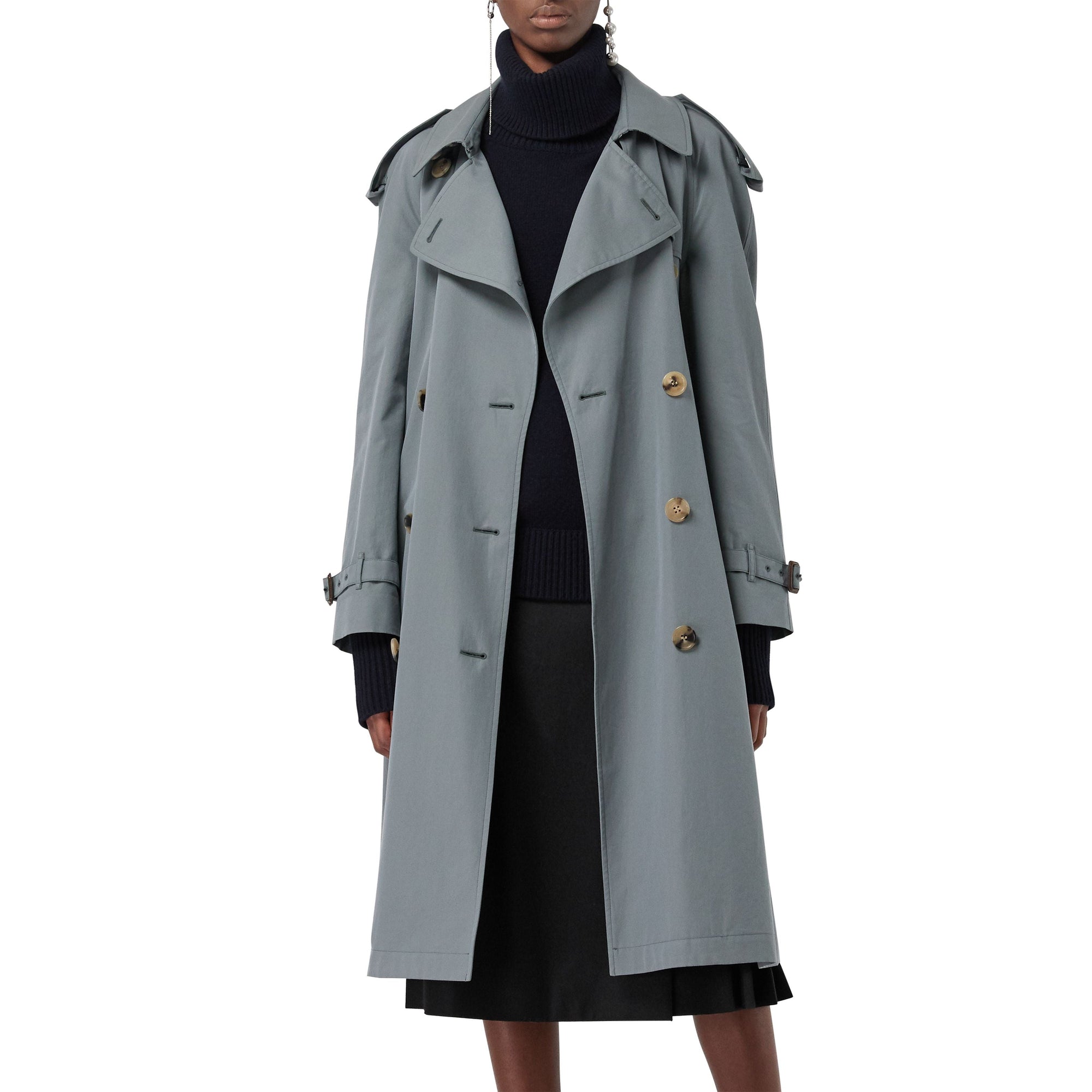 Trench en gabardine tropicale doublé de laine - Dusty Blue