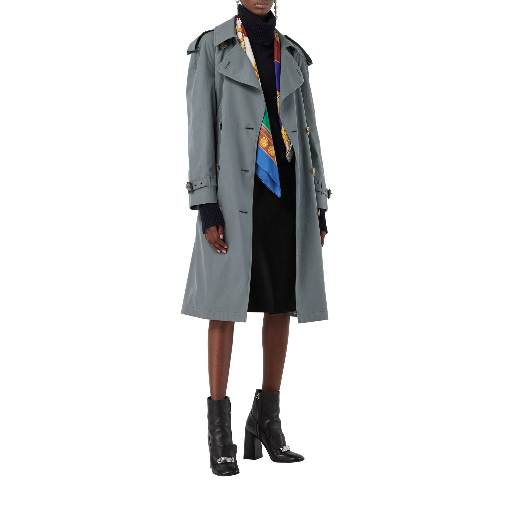 Trench en gabardine tropicale doublé de laine - Dusty Blue